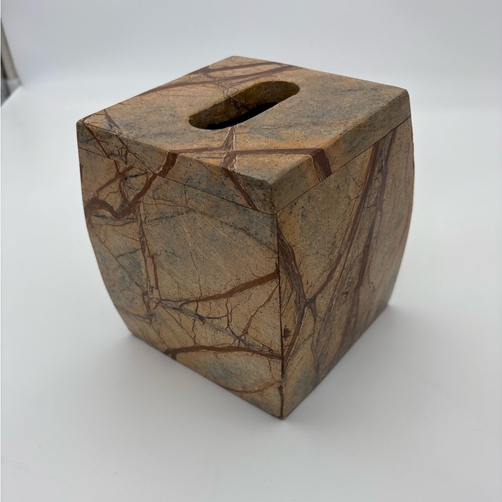 Vintage Luxe Brown Marble Tissue Box Cover - Heavy